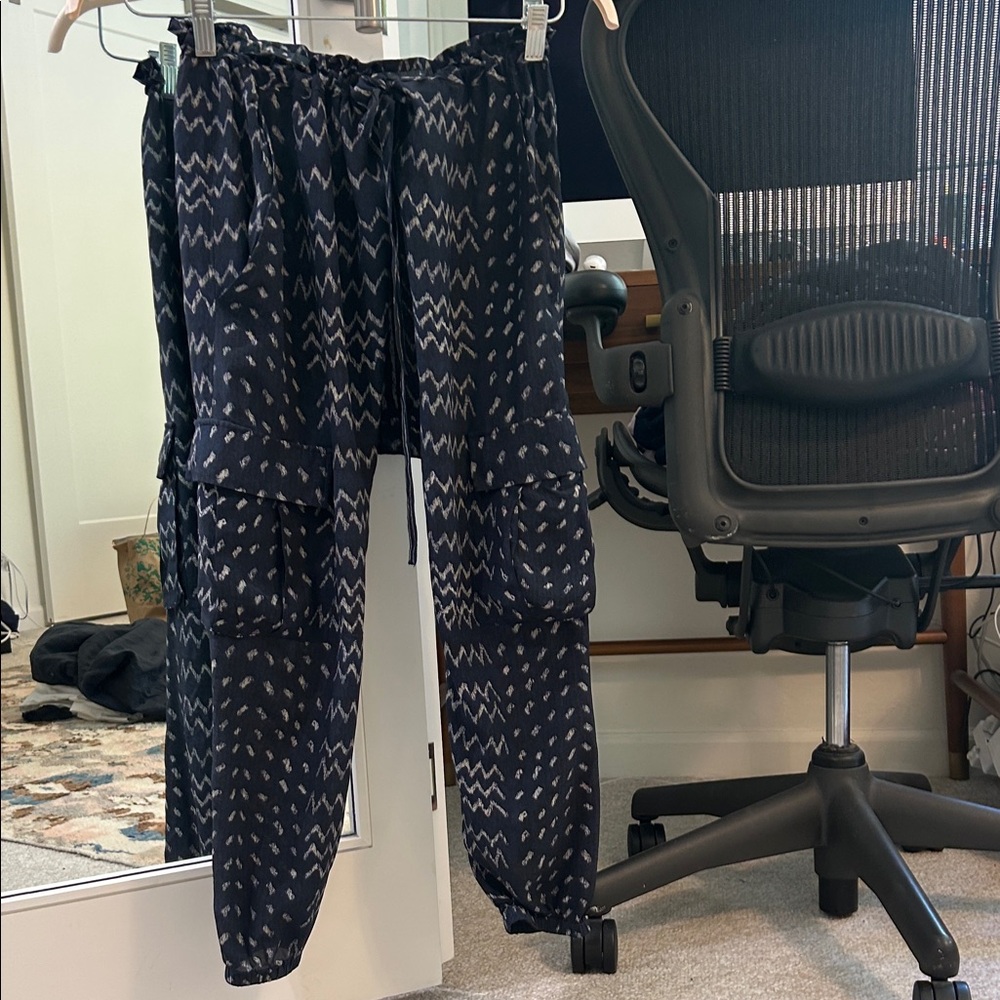 Ulla Johnson Navy and Gray Patterned Joggers